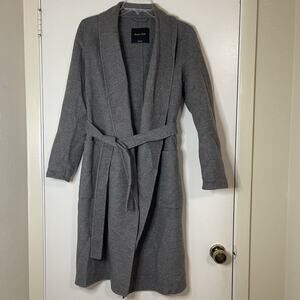 Massimo Dutti gray wrapped wool midi belted coat size medium